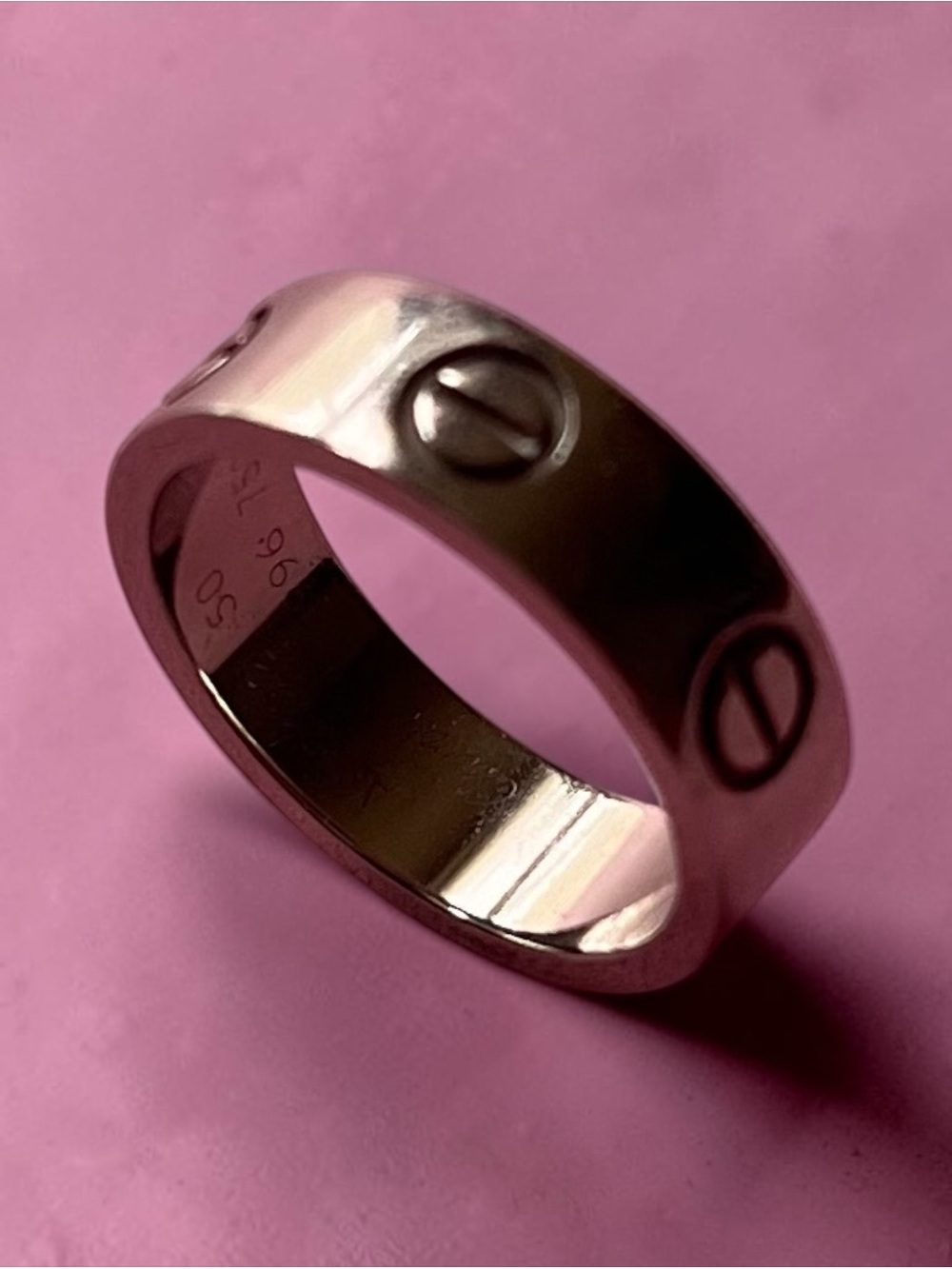 Authenticated Cartier white gold classic love ring size 50